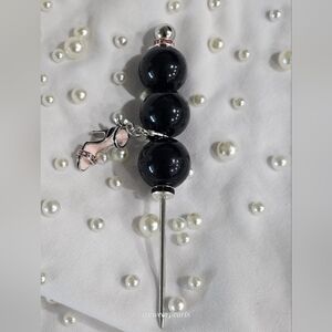 Elegant Black Beaded Bracelet with Shoe Charm